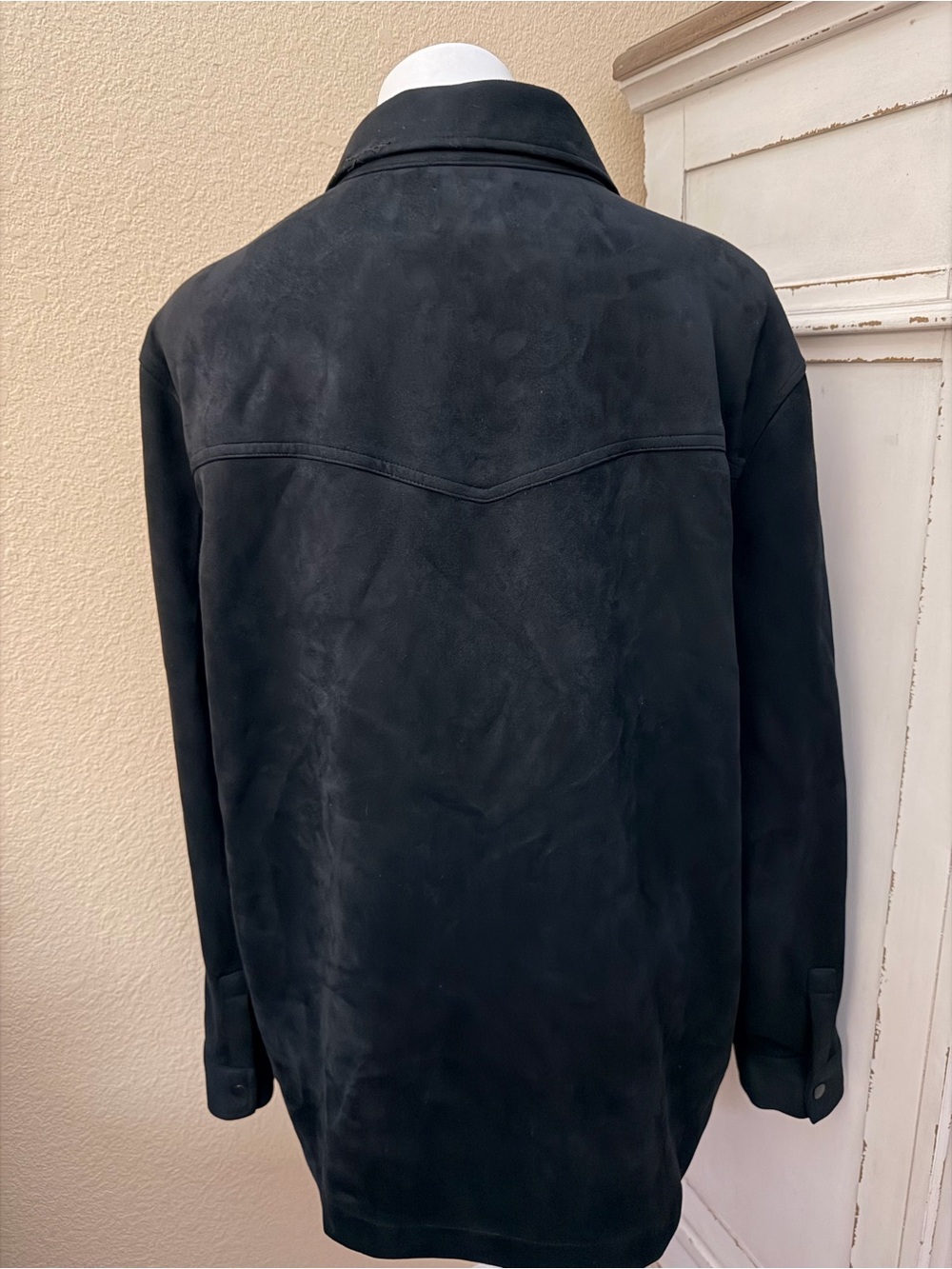 Frye Black Faux Suede Snap-Front Shirt Jacket - Picture 6 of 7